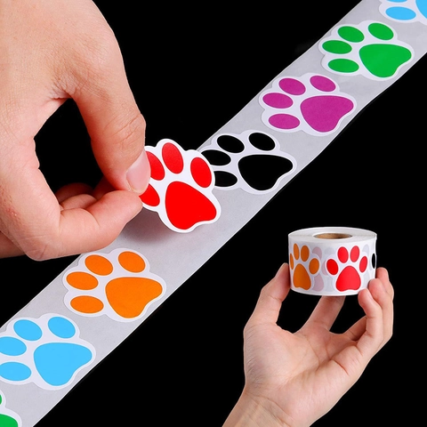 Colorful Paw Print Stickers Self-Adhesive Animal Footprint Labels For Gift Wrapping Scrapbooking Decor Cute Cartoon Animal Stickers