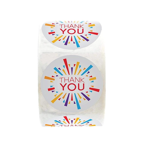 Rotolo di Adesivi di Ringraziamento Tondi Etichette Autoadesive Linee Radianti Colorate per Confezioni Regalo Business Panetteria Matrimonio Sigillo Decorazione