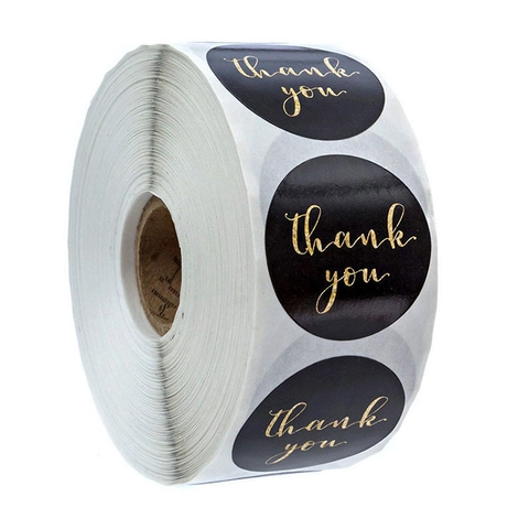 Etichette Adesive Thank You Oro Nero Stampa a Caldo per Forno Confezioni Regalo Sigillo Buste Business Adesivi Decorativi