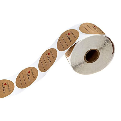 Round Kraft Paper Homemade With Love Heart Stickers For Handmade Gift Packaging Bakery Labels With Writing Lines