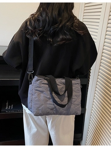 Damen Mode Große Kapazität Gesteppte Rautenmuster Tasche Elegant Schleife Stickerei Stoff Handtasche Umhängetasche Tote