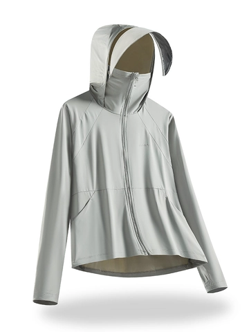 Abbigliamento da Donna per Protezione Solare all'Aperto Seta di Ghiaccio UPF50+ Giacca Traspirante Leggera con Maschera Cappuccio Sport