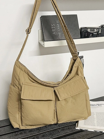Women Large Capacity Nylon Multi Pocket Shoulder Bag Casual Utility Style Messenger Tote For Commuting School Daily