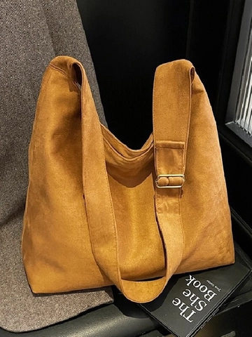 Bolso Tote de Gamuza Retro para Mujer Gran Capacidad Minimalista Bolso de Hombro Con Correa Ajustable Bolso Hobo Suave para Conmutar