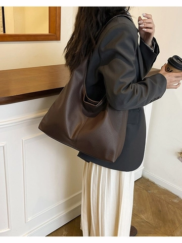 Dames Grote Capaciteit PU-leer Litchi-patroon Draagzak Minimalistische Hobo Schoudertas Met Bijpassend Zakje Handtas