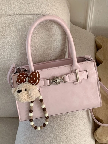 Women Retro PU Leather Crossbody Bag With Medusa Metal Buckle Versatile Small Square Handbag For Daily Work Ladies Shoulder Bag