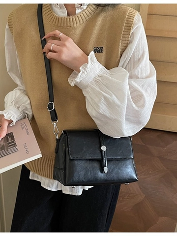 Borsa a Tracolla Piccola Quadrata in Pelle PU Vintage per Donna Borsa a Spalla Retro Flap Con Fibbia in Metallo Borsa Urbana Versatile