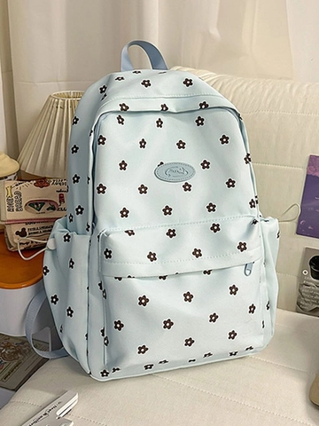 Dames Nylon Rugzak Met Bloemenprint Grote Capaciteit Schooltas Frisse Academie Stijl Dagelijkse Reizen Rugzak