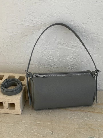 Minimalist Women PU Leather Litchi Pattern Barrel Shoulder Bag Vintage High-End Versatile Crossbody Bag Cylindrical Purse