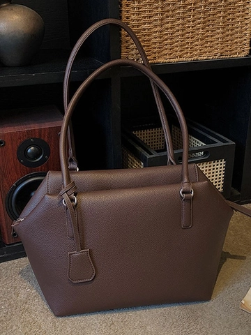 Borsa Tote da Donna a Grande Capacità Motivo Litchi Pelle PU Minimalista Borsa a Spalla Sottobraccio Versatile per il Pendolarismo