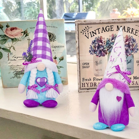 Easter Lavender Faceless Gnome LED Glowing Ornament Plush Fabric Doll For Home Party Spring Decoration Gift