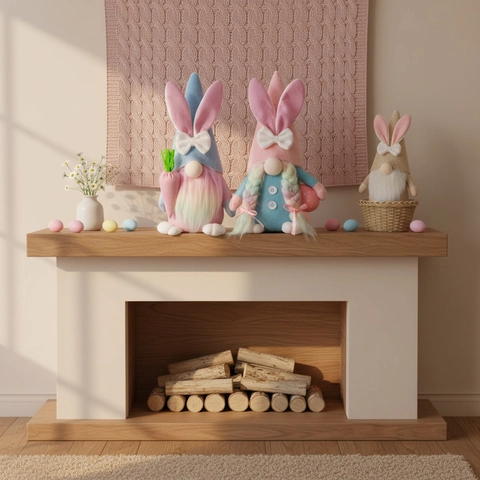 Gnomi di Pasqua Peluche Decorazione Bambola Coniglio Senza Volto Con Carota E Uovo Per Tavolo Di Casa Decorazione Primaverile
