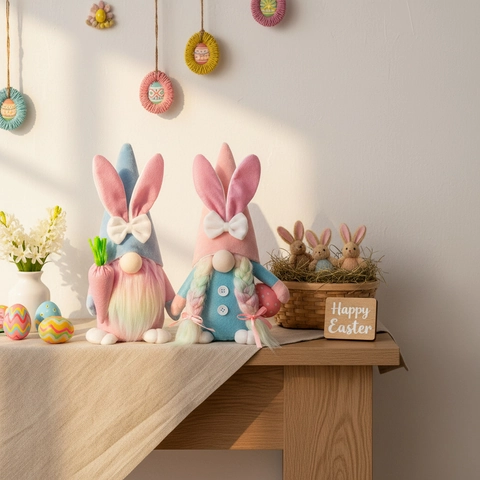 Gnomi di Pasqua Peluche Decorazione Bambola Coniglio Senza Volto Con Carota E Uovo Per Tavolo Di Casa Decorazione Primaverile