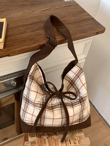 Damen Vintage Karo Leopardenmuster Plüsch Tote Bag Große Kapazität Cord Patchwork Schultertasche Herbst Winter Umhängetasche