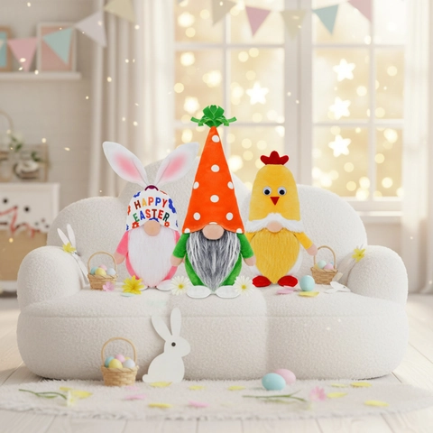 Easter Gnome Plush Doll Bunny Ears Carrot Chick Faceless Old Man Decoration For Home Spring Holiday Table Decor Gift
