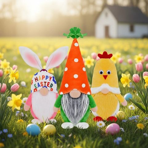 Easter Gnome Plush Doll Bunny Ears Carrot Chick Faceless Old Man Decoration For Home Spring Holiday Table Decor Gift