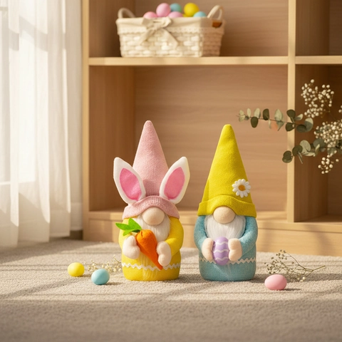 Gnomos de Peluche de Pascua Decoraciones Muñecos Gnomos de Punto con Zanahoria Huevos Adorno Fiesta Hogar