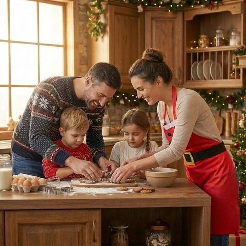 Grembiule da Babbo Natale per Donna Cucina Cucinare Cuocere Festa Decorativo Grembiule Rosso Con Design Fibbia Cintura