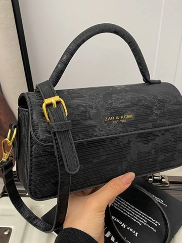 Damen Vintage PU Leder Umhängetasche Mode Einfarbig Handtasche Mit Horizontaler Textur Gold Hardware Tägliche Schultertasche