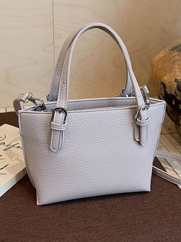 Women Minimalist Litchi Grain PU Leather Crossbody Bag Small Vintage Bucket Handbag With Adjustable Strap For Daily Commute