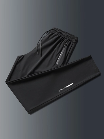 Men's Ice Satin Quick Dry Pants High Elastic Breathable Cooling Outdoor Sport Trousers Casual Straight Leg Joggers