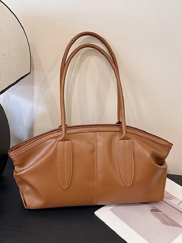 Borsa Tote in Pelle PU di Grande Capacità per Donna Vintage Borsa a Tracolla Minimalista Pendolare Borsa a Mano Versatile Borsa da Lavoro