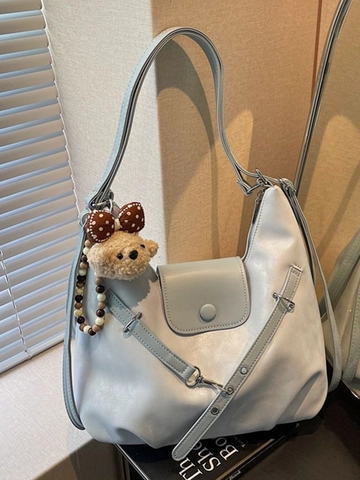 Women Vintage PU Leather Multi Functional Backpack Large Capacity Shoulder Bag Solid Color School Travel Bag Korean Style Handbag