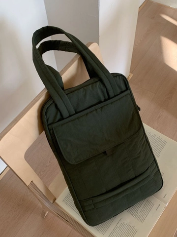 Women's Quilted Nylon Shoulder Bag Large Capacity Padded Laptop Tote Bag Lightweight Casual Solid Color Handbag