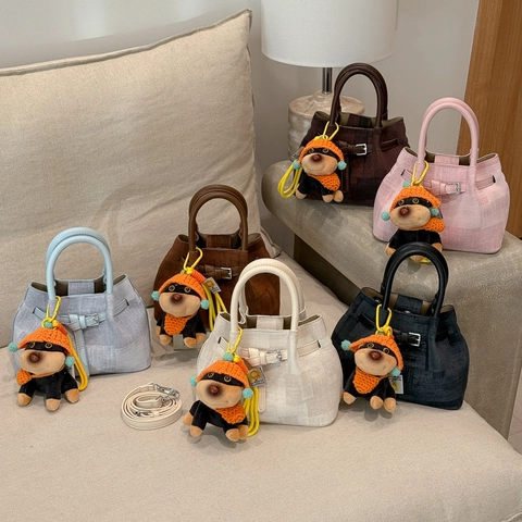 Borsa a Secchiello da Donna Vintage in Pelle PU Trama Con Tracolla Regolabile Borsa a Tracolla Retro Dolce E Borsa Interna