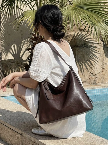 Damen Vintage PU Leder Umhängetasche Große Kapazität Tote Hobo Tasche Für Täglich Pendeln Büro Minimalistisch Crossbody