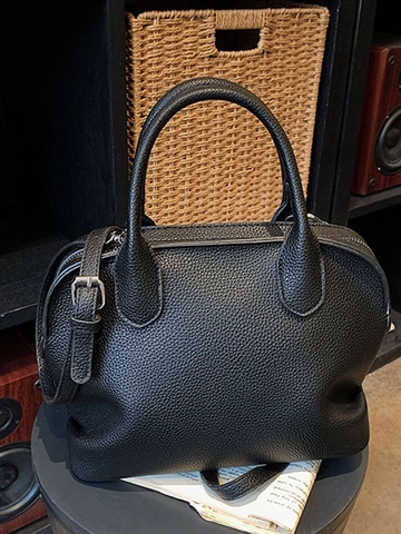 Sac Bandoulière Femme en Cuir PU Forme Coquille Grande Capacité Mode Motif Litchi Sac à Main pour Voyage Décontracté
