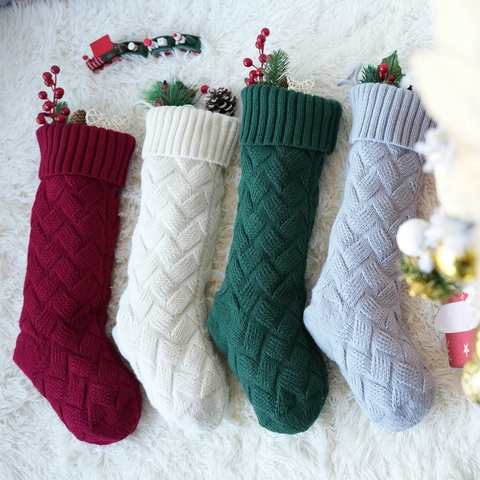 Calze Di Natale Lavorate a Maglia Grandi Sacchetti Regalo Da Appendere Per Decorazioni Natalizie Per Camino Festa