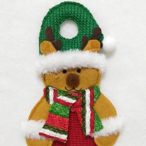Festliche Weihnachts Besteckhalter Weinflaschenhüllen Weihnachtsmann Rentier Schneemann Strick Filz Feiertags Tischdeko