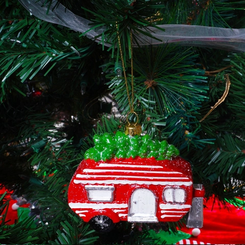 Vintage Christmas Tree Hanging Ornaments Festive Red Car Airplane Cruise Ship Pie Shape Glitter Pendants For Home Party Decoration