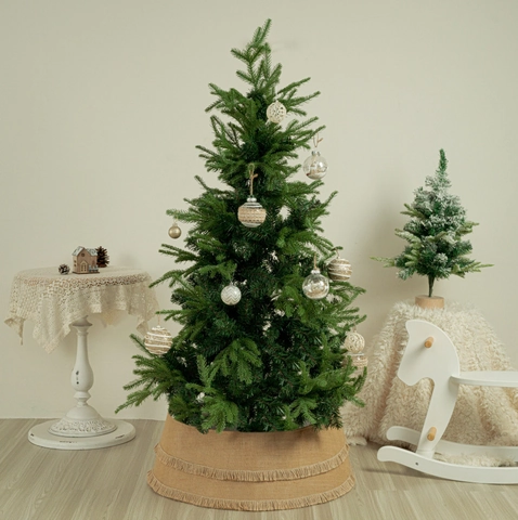 Collier de Sapin de Noël en Jute Rustique Avec Frange à Deux Niveaux Couvercle de Base de Sapin Tissé Naturel Pour Décoration de Fêtes