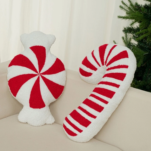 Weihnachten Zuckerstange Plüschkissen Rot Weiß Gestreift Festlich Heimdeko Dekokissen Für Xmas Party Schlafzimmer Sofa Dekor