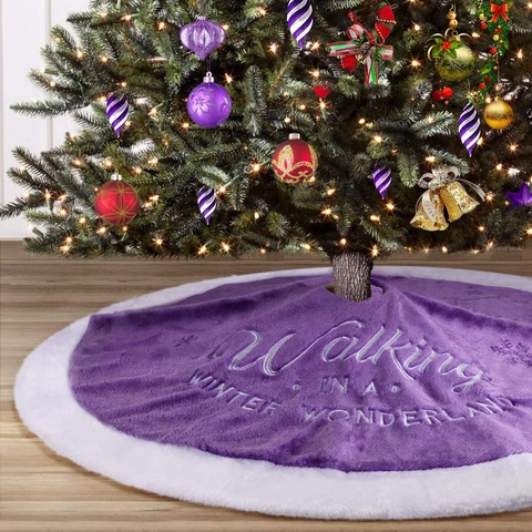 Festive Christmas Tree Skirt Round Knitted Faux Fur Burlap Santa Elf Snowflake Holiday Home Party Decor Ornament