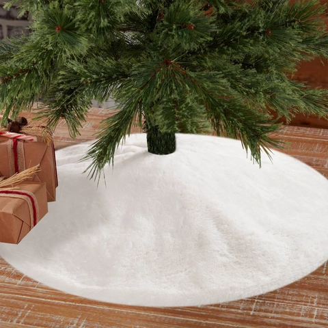 Gonna per Albero di Natale in Pelliccia Sintetica Bianca Tappetino Rotondo in Peluche Soffice per Festa di Natale Casa Decorazione