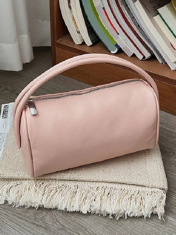 Borsa a Spalla Cilindrica in Pelle PU Vintage Per Donna Piccola Borsa a Tracolla Con Cerniera Elegante Minimalista Borsa a Cilindro