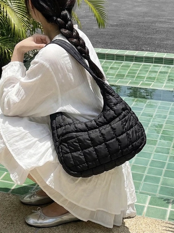 Damen Gesteppte Puffer Umhängetasche Geräumige Nylon Plissierte Cloud Hobo Bag Lässige Crossbody Handtasche Für Den Alltag