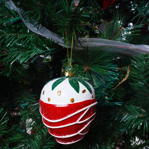 Kunststoff Weihnachtsbaum Hängende Ornamente Erdbeere Tannenzapfen Violine Form Anhänger Für Feiertags Party Heimdekoration