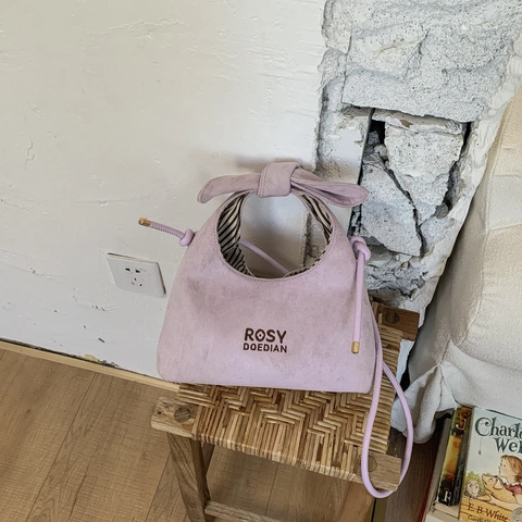 Damen Mode PU Leder Dumpling Umhängetasche Schleifengriff Design Mit Gestreiftem Futter Kordelzug Pendler Schultertasche