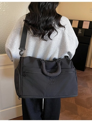 Women Large Capacity Travel Bag Nylon Waterproof Duffel Bag With Independent Shoe Compartment Fashion Quilted Fitness Gym Bag Lightweight Weekend Bag