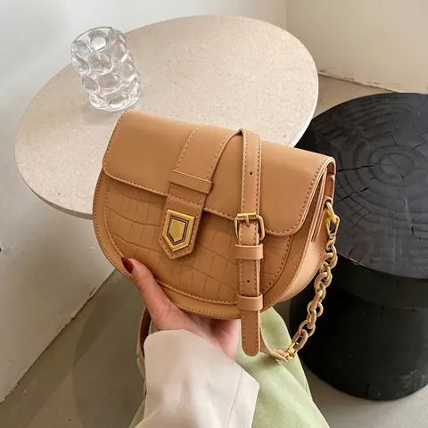 Damen Krokodilmuster PU-Leder Satteltasche Mode Gold-Hardware Umhängetasche Für Den Täglichen Gebrauch Casual Style