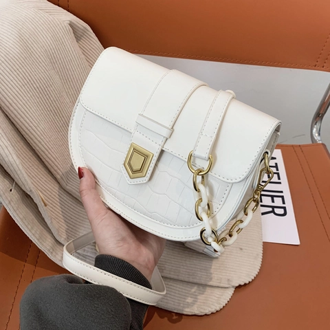 Damen Krokodilmuster PU-Leder Satteltasche Mode Gold-Hardware Umhängetasche Für Den Täglichen Gebrauch Casual Style