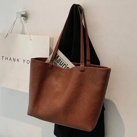 Borsa Tote da Donna Grande Capacità in Pelle PU Versatile Borsa a Spalla Grana di Ciottolo per Lavoro Ufficio Pendolarismo