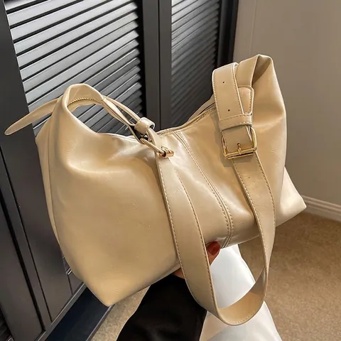 Damen Große Kapazität PU Leder Hobo Schultertasche Nischen Design Umhängetasche Dumpling Bag Für Den Täglichen Pendelverkehr Büro