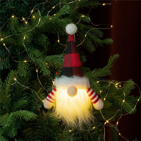 Glowing Christmas Gnome Hanging Ornament Plush LED Faceless Doll Reindeer Buffalo Plaid Hat Xmas Tree Hanging Decoration