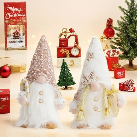 Gnomi di Natale Luminosi Orecchini Bambola di Peluche LED Cappello a Maglia Con Bastoncino di Zucchero Sacchetto Regalo Paillettes Fiocchi di Neve Decorazione Natalizia