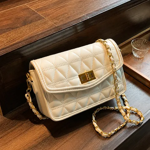 Damen Gesteppte Umhängetasche PU Leder Kette Schultertasche Mit Metallverschluss Quadratische Kleine Messenger Bag Für Reisen Street Daily